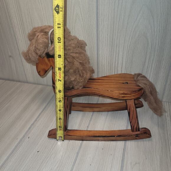 Vintage 70s Handmade Wooden Rocking Chair Small Decoration Carousel 11" - Picture 7 of 8
